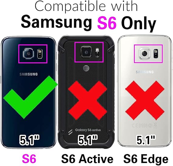 Asuwish Compatible with Samsung Galaxy S6 Wallet Case and Tempered Glass Screen Protector Flip Card Holder Stand Cell Accessories Phone Cover for Glaxay S 6 Gaxaly 6s Galaxies GS6 SM-G920V G920A Blue