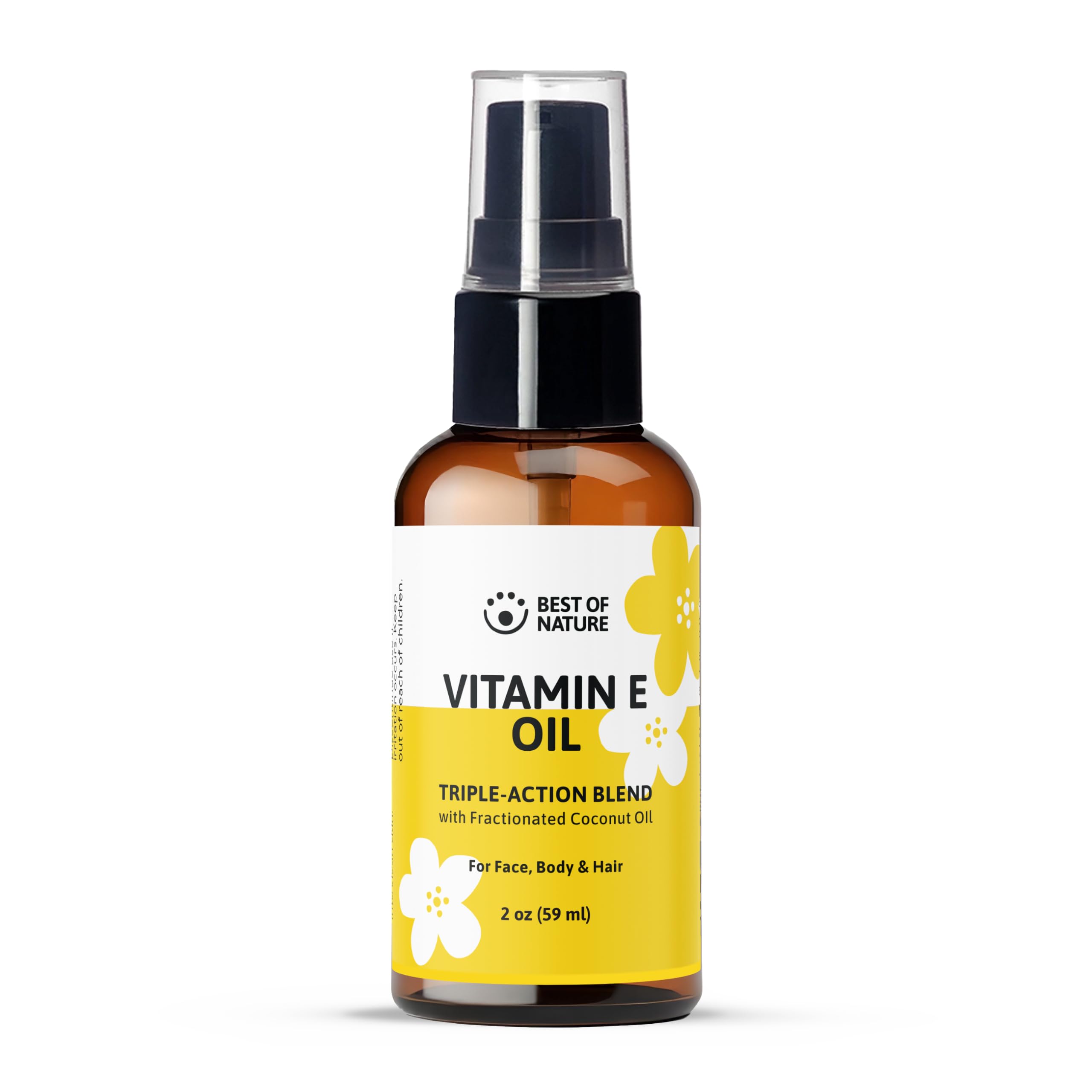 Best of Nature Vitamin E Oil 28,000 IU, Unscented Moisturizer with Fractioned Coconut - Damage Repair Formula for Hair, Skin, Face, & Hands
