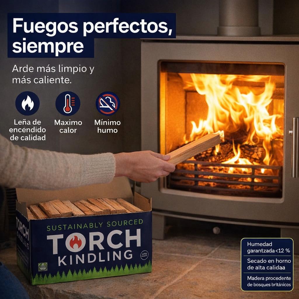 Torch Kindling - Encendedor Natural Secado al Horno para Estufas de leña, Barbacoa, Pizza, Chimenea, 2,5 kg, para encender carbón