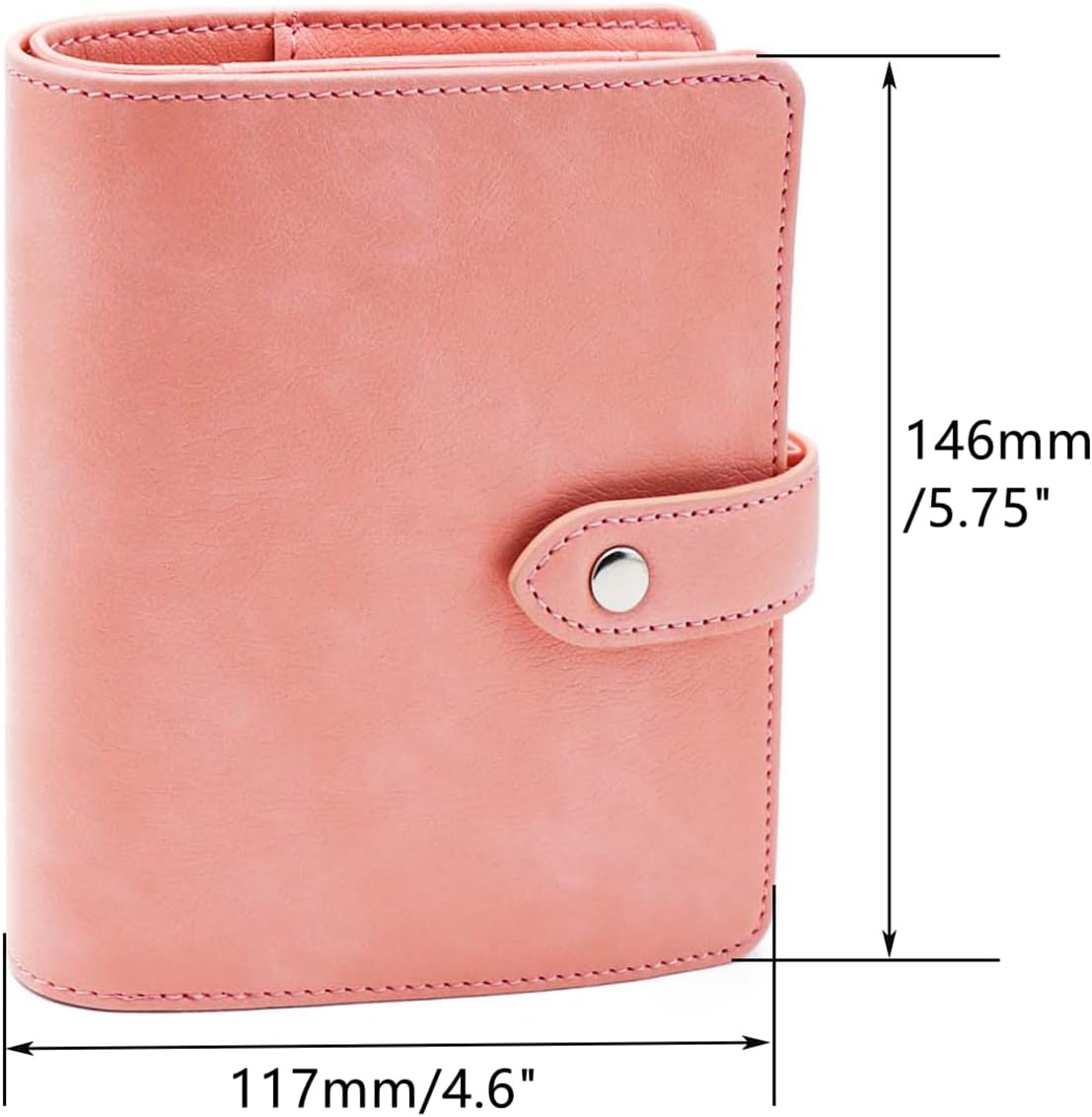 Mogoostry A7 Leather Binder Cover Savings Wallet Folder 6-Ring Refillable Notebook Planner Hardcover Budget Binder Organizer (Pink) - Image 2