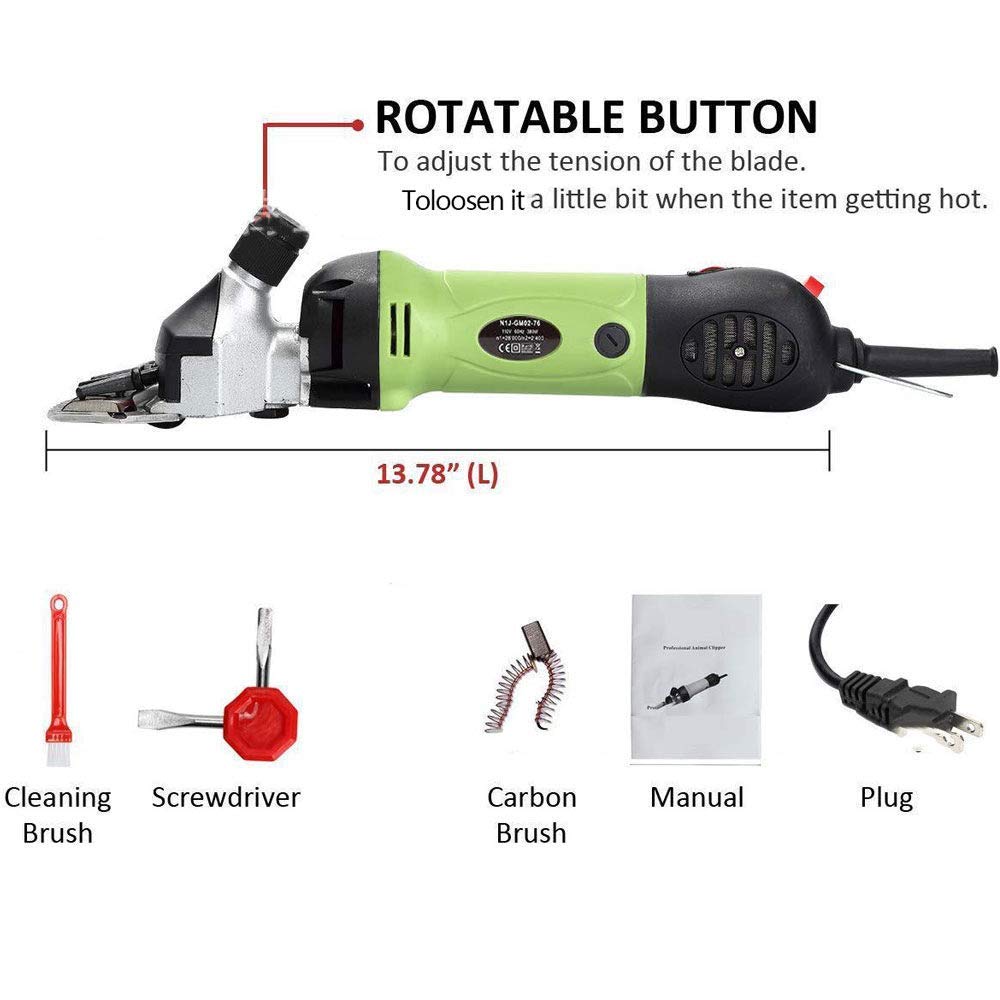 Esquiladora Ovejas Cortadoras eléctricas profesionales para trabajo pesado 320W, cortadora de cabello de 6 velocidades, ajustable, adecuada para recortar lana, pelo de caballo, verde