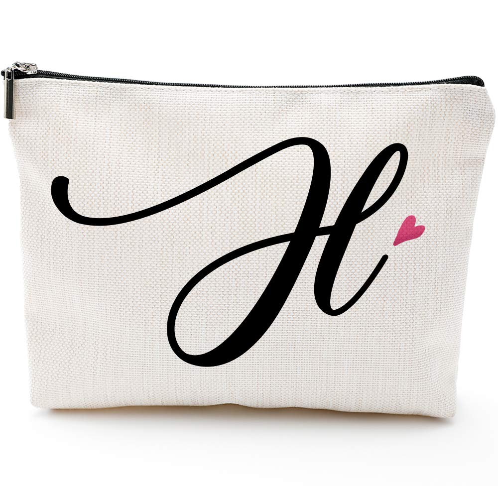 H Initial Monogram Personalized Travel Makeup Bag,Cosmetic Bag Gifts with Zipper Waterproof(Makeup bag-Letter H)