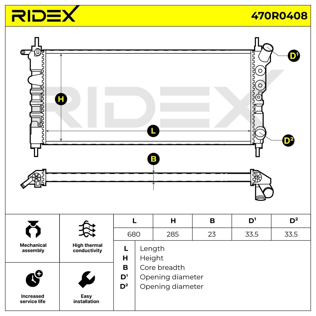 RIDEX 470R0408 Motorkühler/Wasserkühler 9128531 1314536 9128607