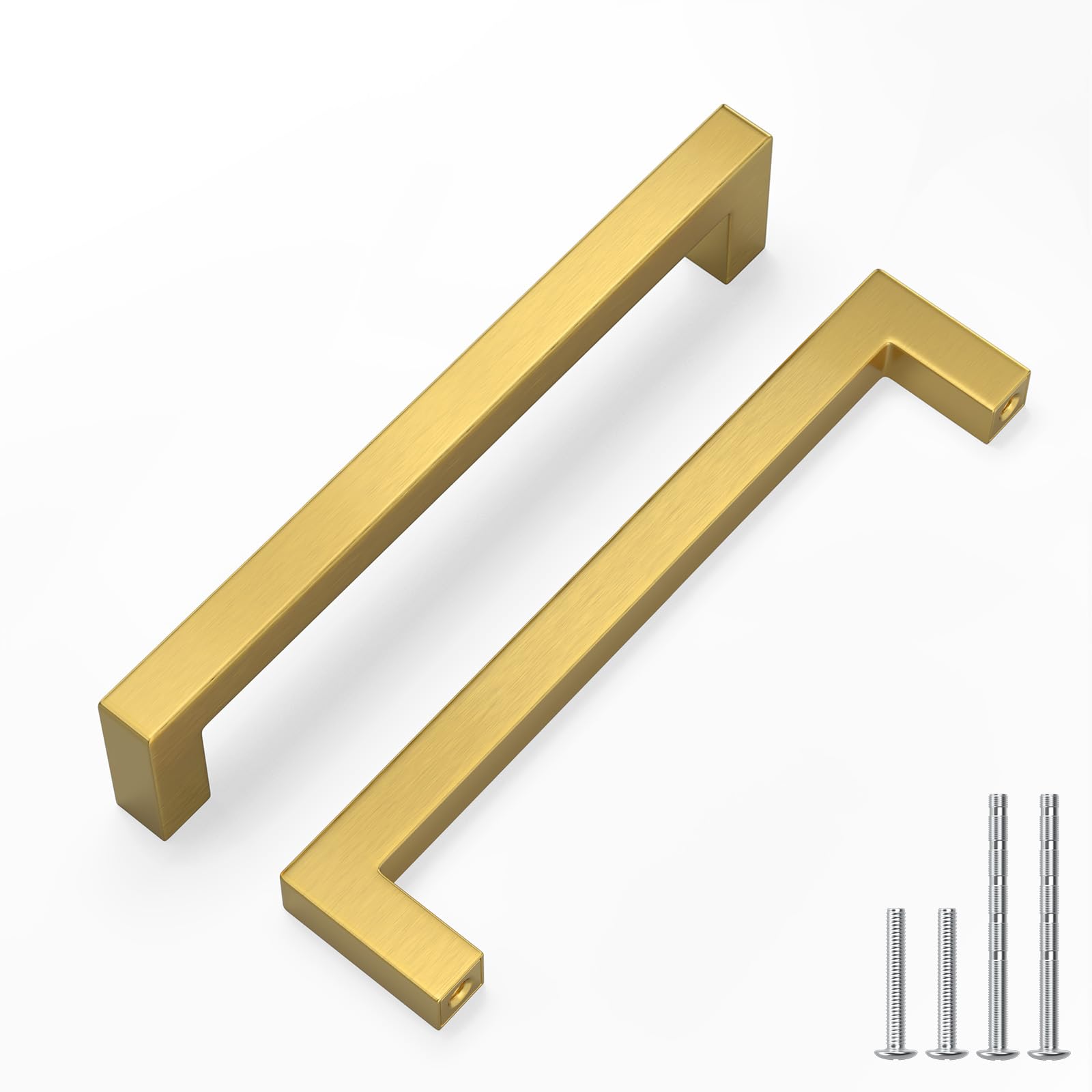LONTAN 30 Pack Gold Kitchen Cupboard Handles 160mm Square Brushed Brass Cabinet Handles Wardobe Bathroom Kitchen Drawer Pulls Stainless Steel