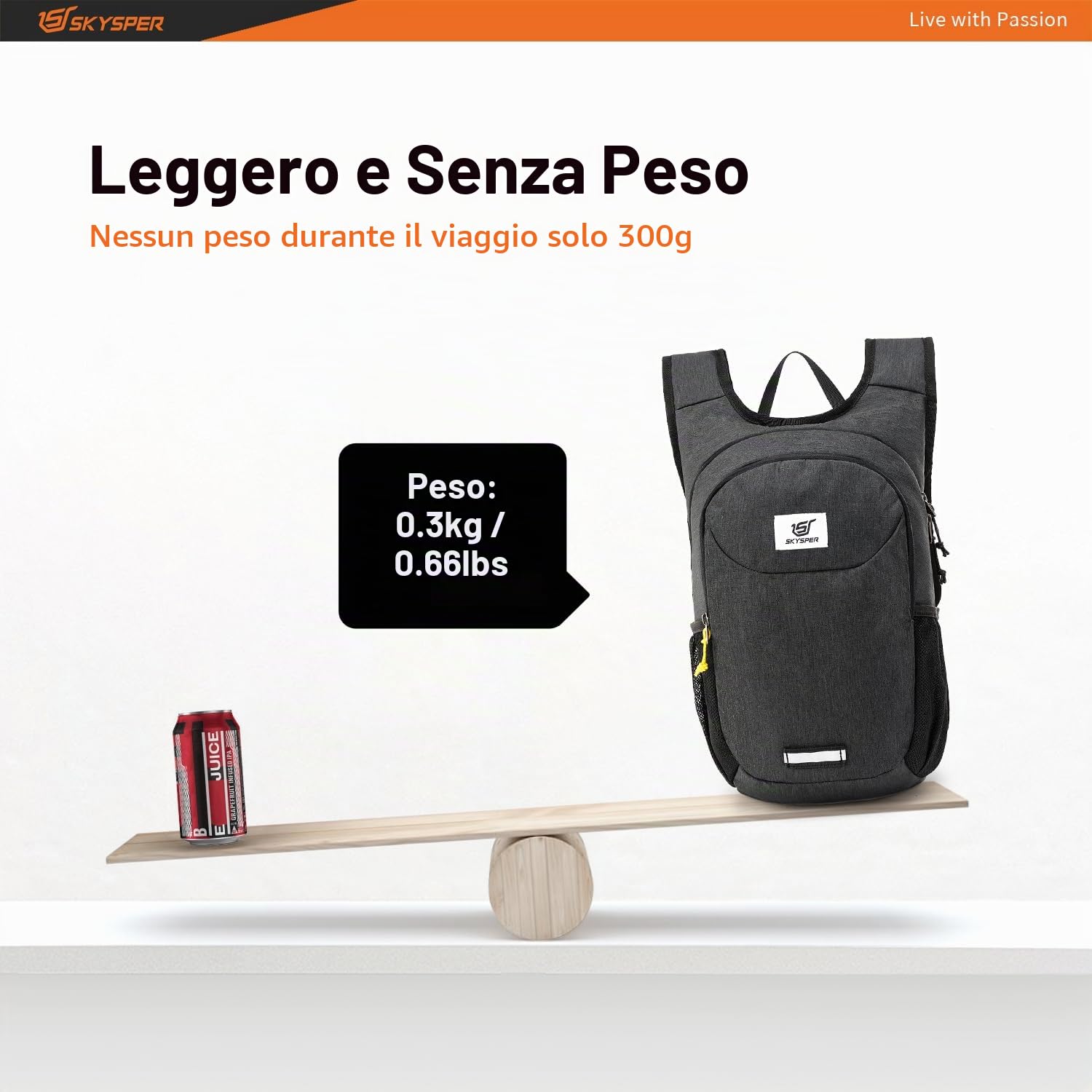 SKYSPER Zaino Ultraleggero Pieghevole 10L, Zaino Salvaspazio da Viaggio | con Strisce Riflettenti Anteriori e Posteriori per Escursioni viaggi Ciclismo Trekking