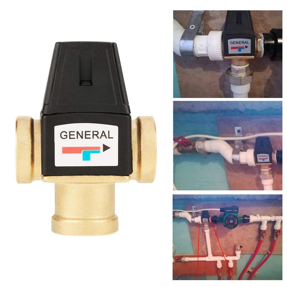 Valvola miscelatrice termostatica ， Valvola a 3 vie DN20 filettata femmina in ottone Valvola miscelatrice termostatica per scaldabagno solare Plastica in ottone funzionale