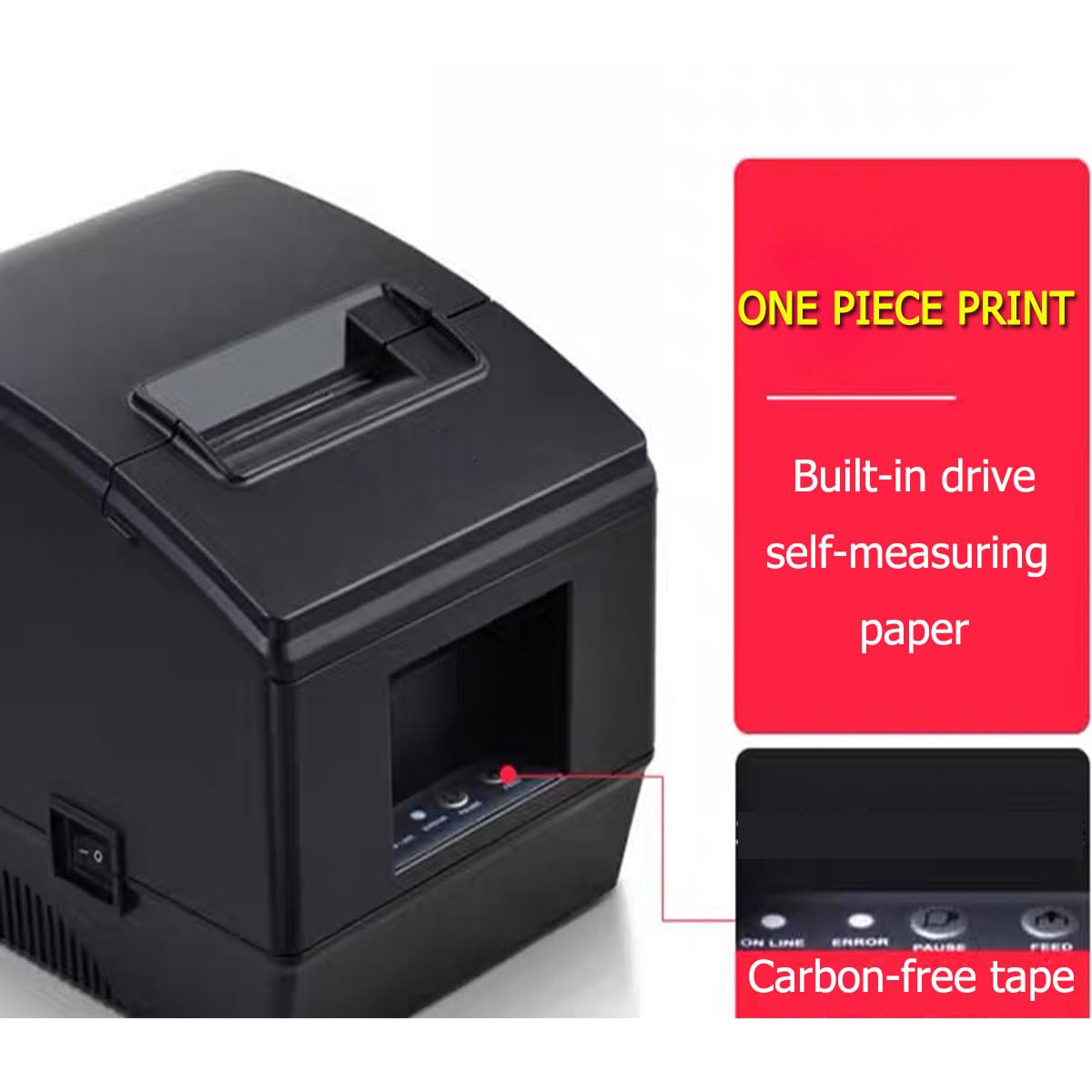 Stampante automatica per etichette peeling, stampante termica con interfaccia USB, strumento di stampa per biglietti di trasporto da 7,4 x 5,1 x 5,3 pollici, 2,6 kg, larghezza massima di stampa 80 mm,