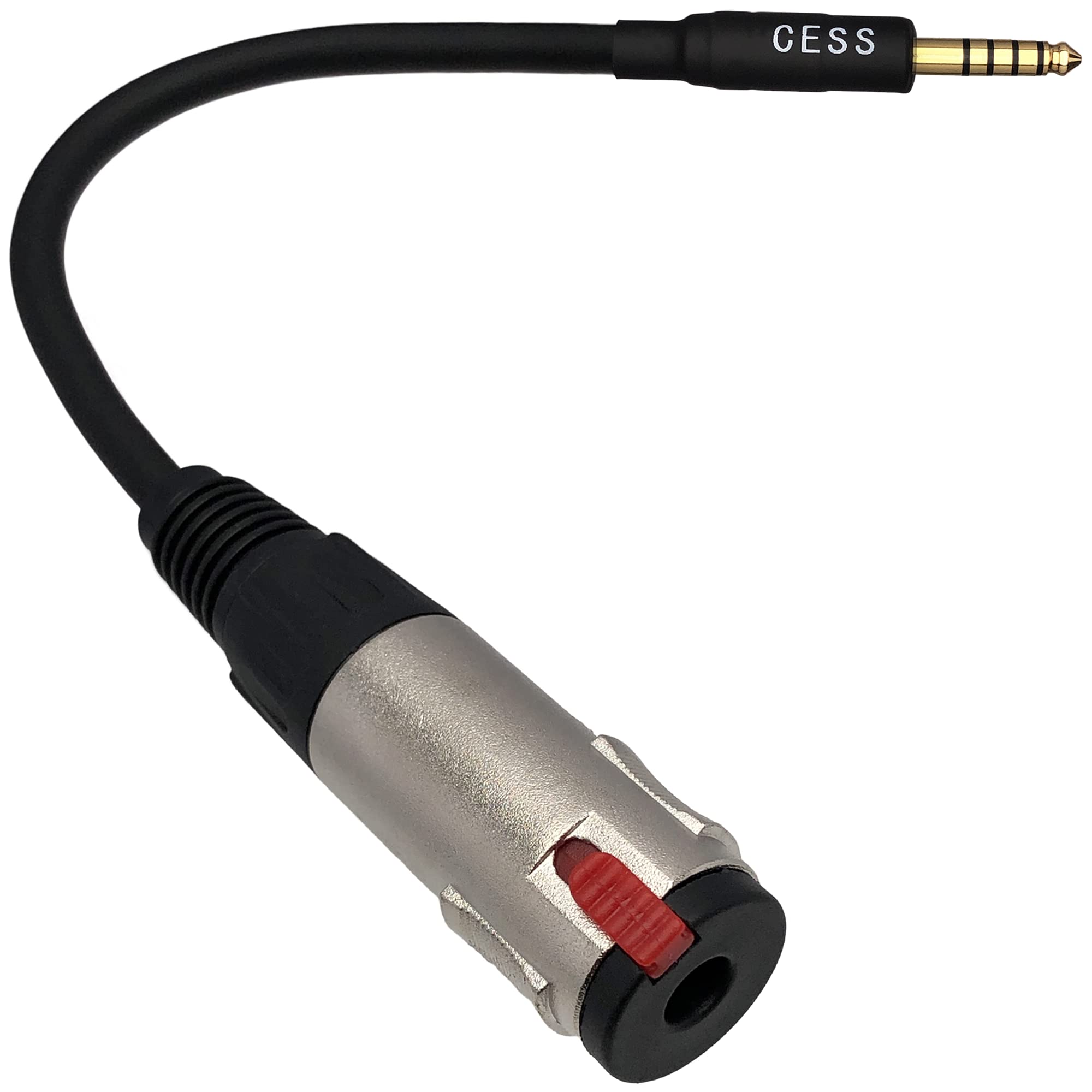 CESS-267 4.4mm Male Plug to Locking Type 6.35mm 1/4 Inch TRS Female Jack Adapter Cable for Headphones, MP3, DAC, Music Player, Amplifier – 6-Inch Shielded Low-Noise Cable