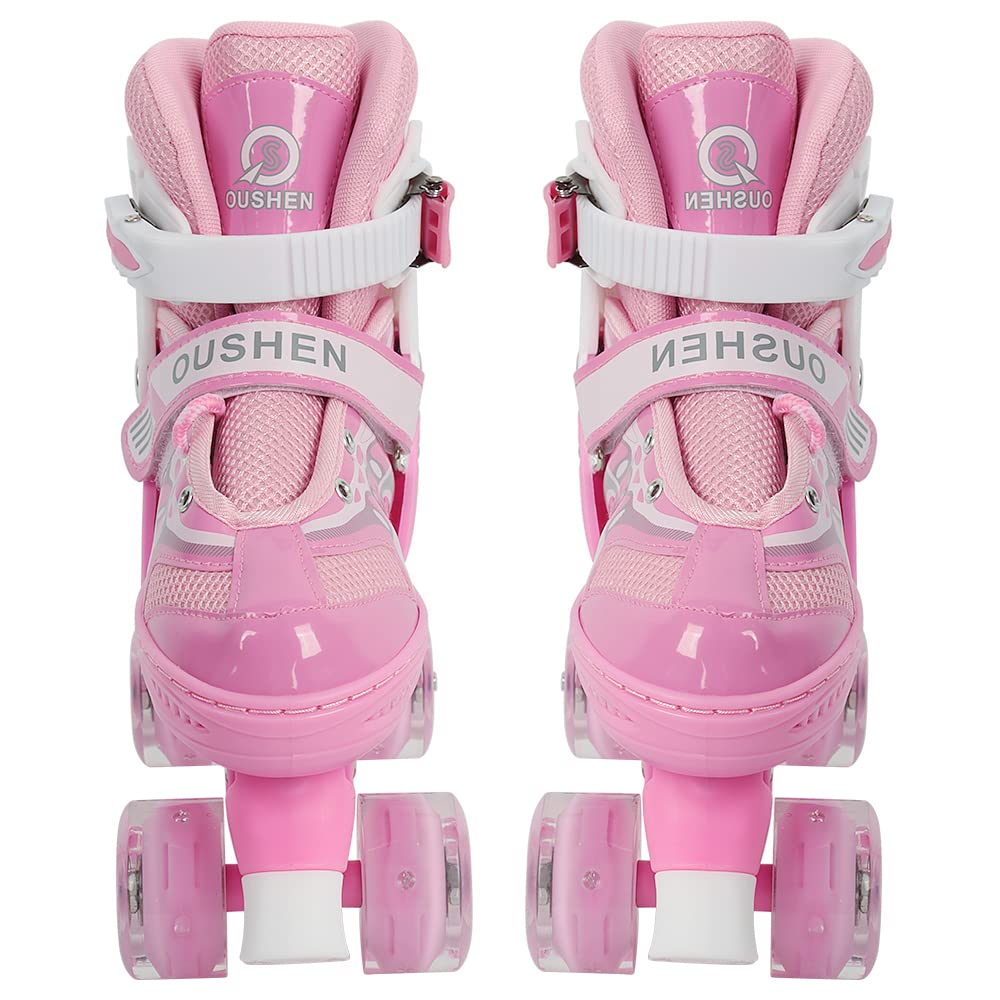 Patins à roulettes Enfant Réglables, Roller Double Rangée Fille Garçon, Taille Ajustable S/M/L, Chaussures de Patinage Sécurisées avec Frein, Confort Respirant – Roues Classiques ou