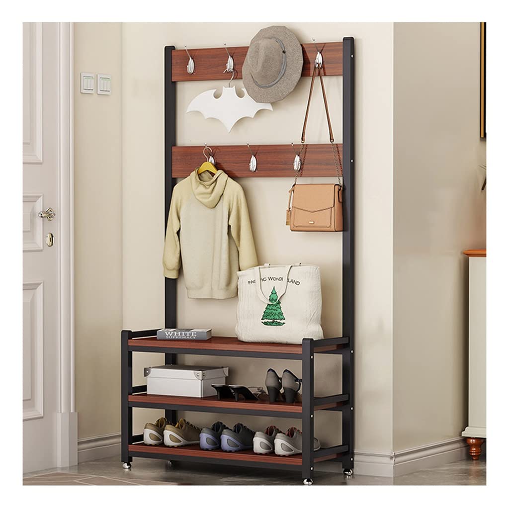 Meuble vestiaire 3 en 1 porte-manteaux et étagère de rangement entrée