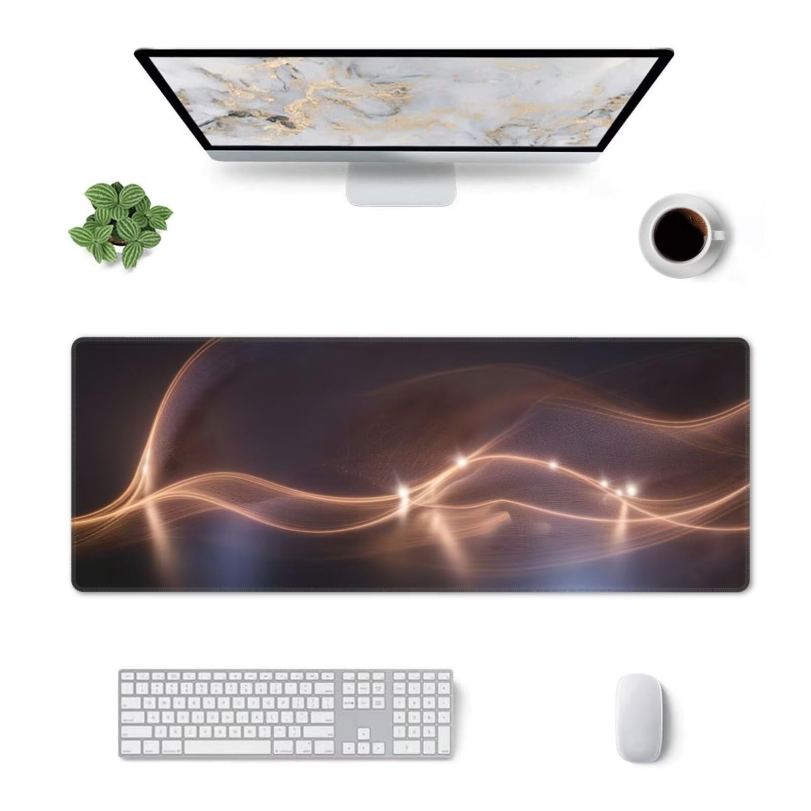 Tappetino Mouse, Tappetino Mouse Gaming Grande XXL 1500x800x3mm Tappetino Scrivania Mouse Pad, Base in Gomma Antiscivolo, Bordi Cuciti,Lavabile, Mousepad per Ufficio e Gaming (luce) R-204
