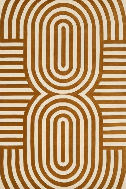 Image of Hand Tufted Modern Design Exported Collection High Low Pattern Wool Carpet for Living Room, Bedroom & Hall (Ivory Gold, 4 x 6 Feet)