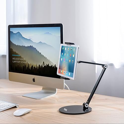 Miniatura 4 de KABCON Soporte para tableta, ajuste ajustable giratorio de 360, multiángulo, nivel de ojo, de aluminio, sólido, brazo largo, para iPad Series,