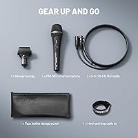 Vista 8 de Phenyx Pro Micrófono vocal, micrófono dinámico supercardioide con cable XLR de 16.4 pies, clip para micrófono, bolsa de almacenamiento, micrófono