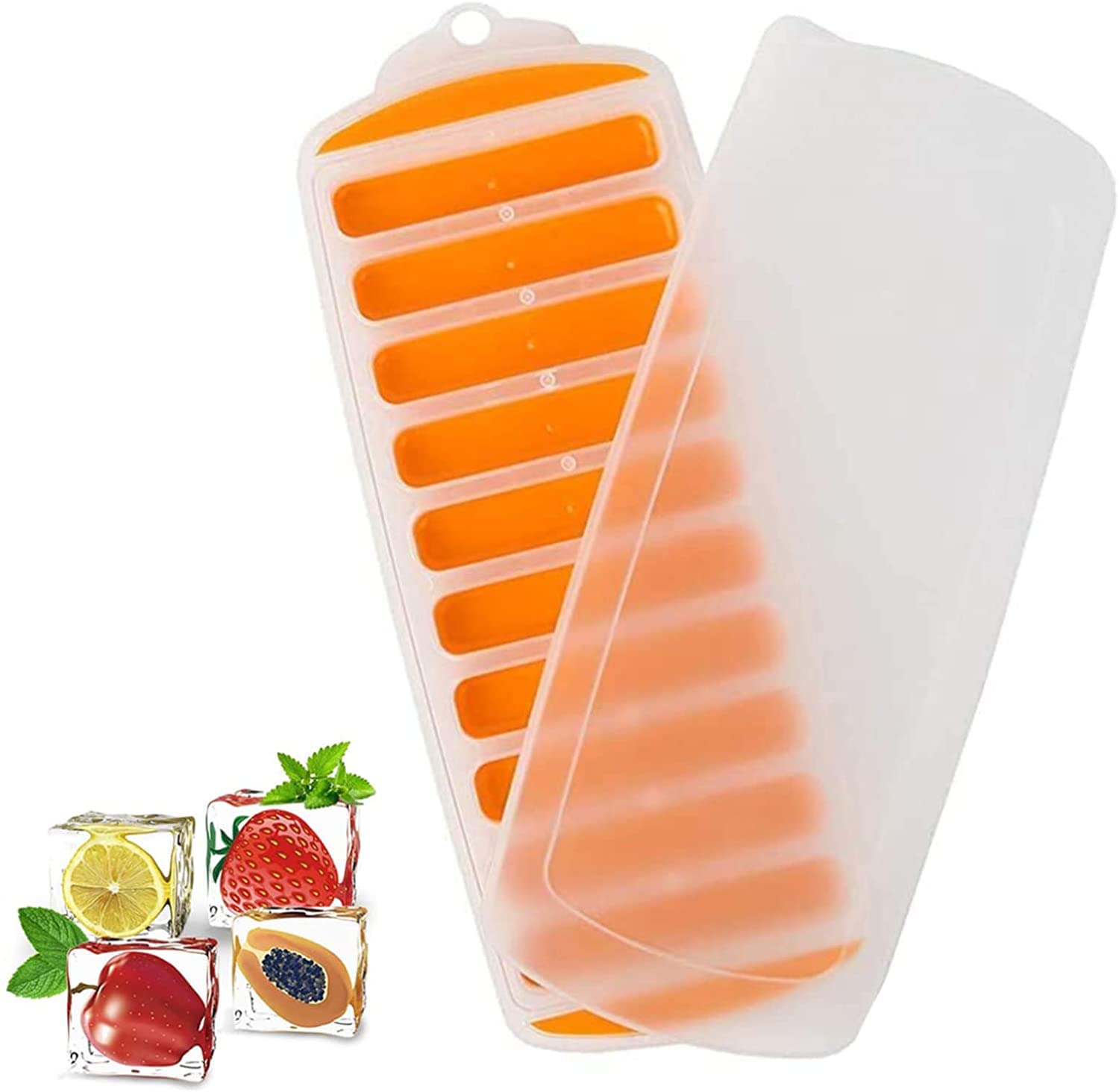 Lot de 1 Bac à Glaçons en Silicone Bac à Glaçons en Silicone avec Couvercle, bac à glace en silicone Facile à démouler pour Whisky, Cocktails, Glaces, Fruits, Boissons