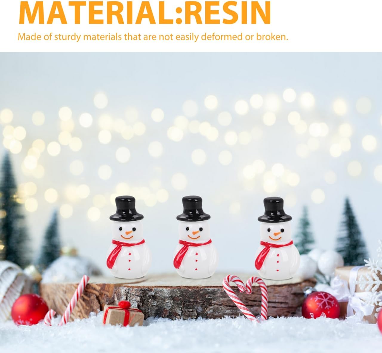 Kisangel Mini Snowman 30 Pcs Resin Christmas Mini Figurines Tiny Snowman Ornaments for DIY Fairy Garden Micro Landscape Holiday Decor Black