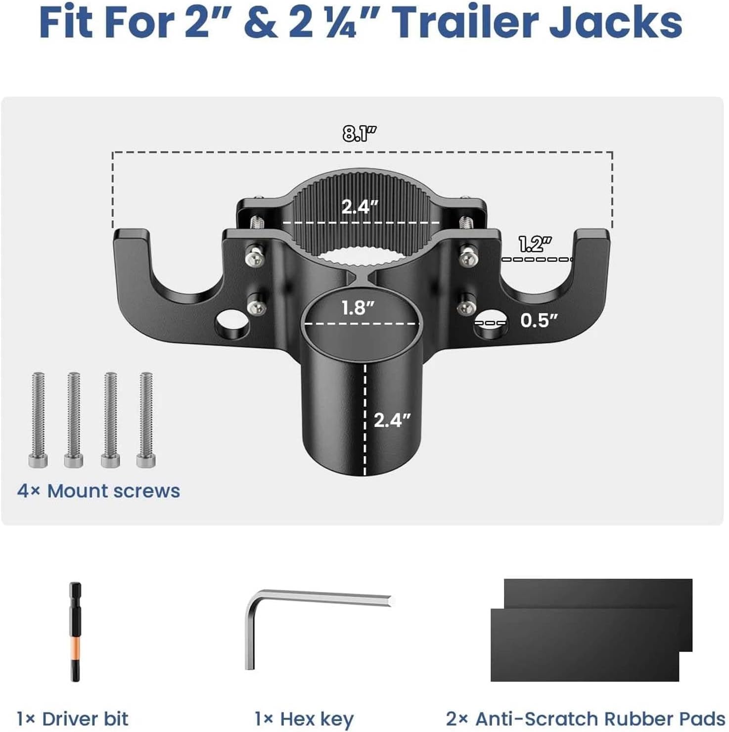 Trailer Towing Chain Organizer, Aluminum RV Towing Chain Organizer & 7-Way Plug Holder, Universal Cable Wire Harness Protector for Campers & Travel Trailers (2pcs)