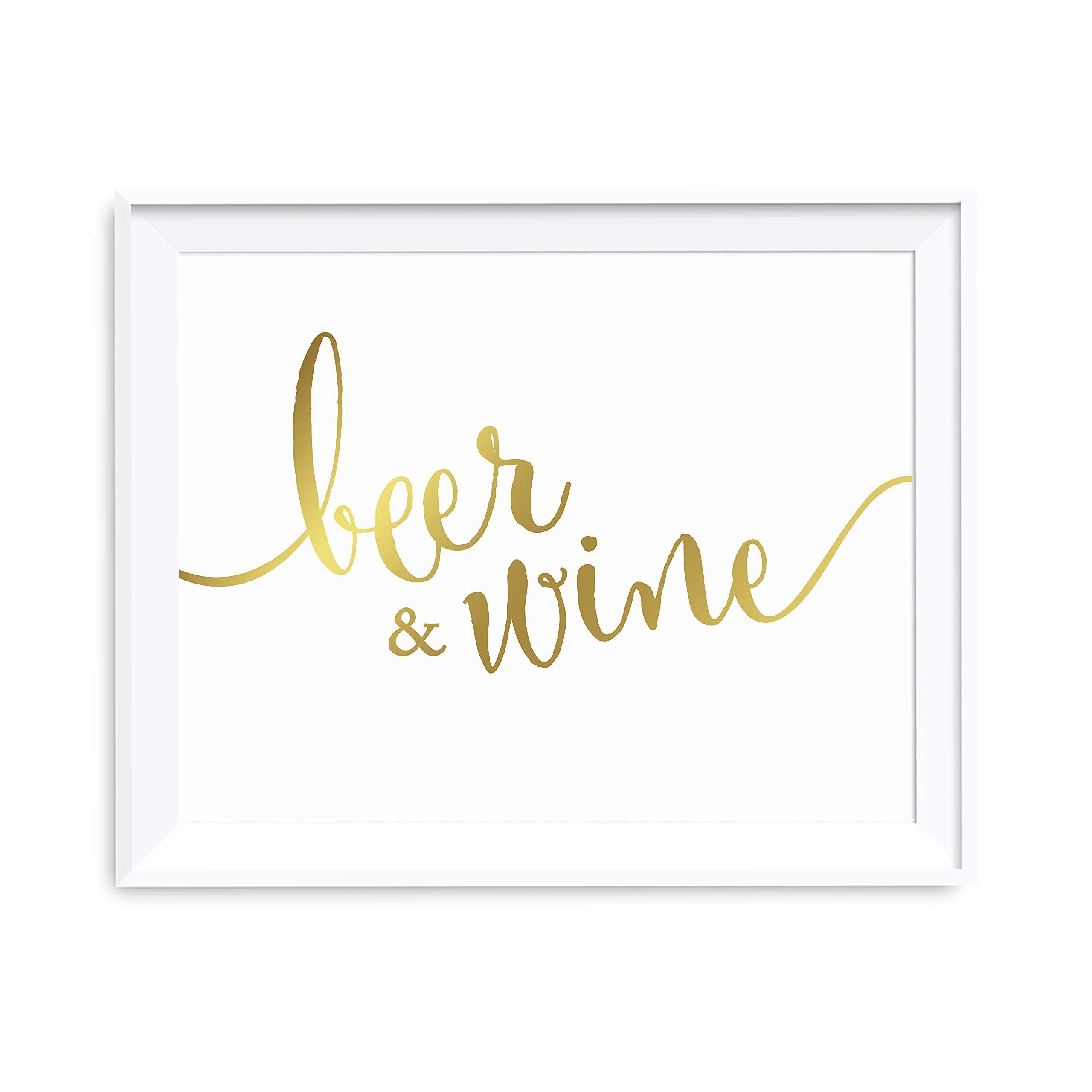 Andaz Press Wedding Party Signs, Metallic Gold Ink Print, 8.5-inch x 11-inch, Beer & Wine Bar Sign, 1-Pack, Unframed