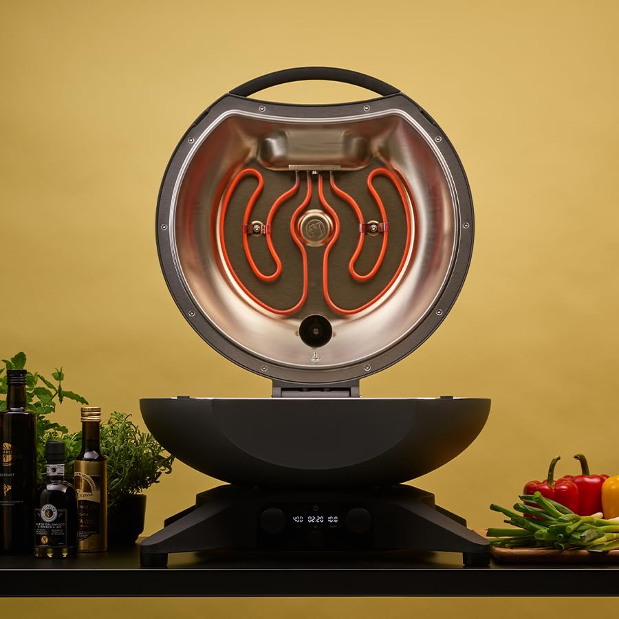Morsø Forno EL Medio Elektrogrill – Grill elektrisch mit Grillrost aus Gusseisen, skandinavischer Lifestyle für Balkon, Terrasse und Garten, Anthrazit-Grau