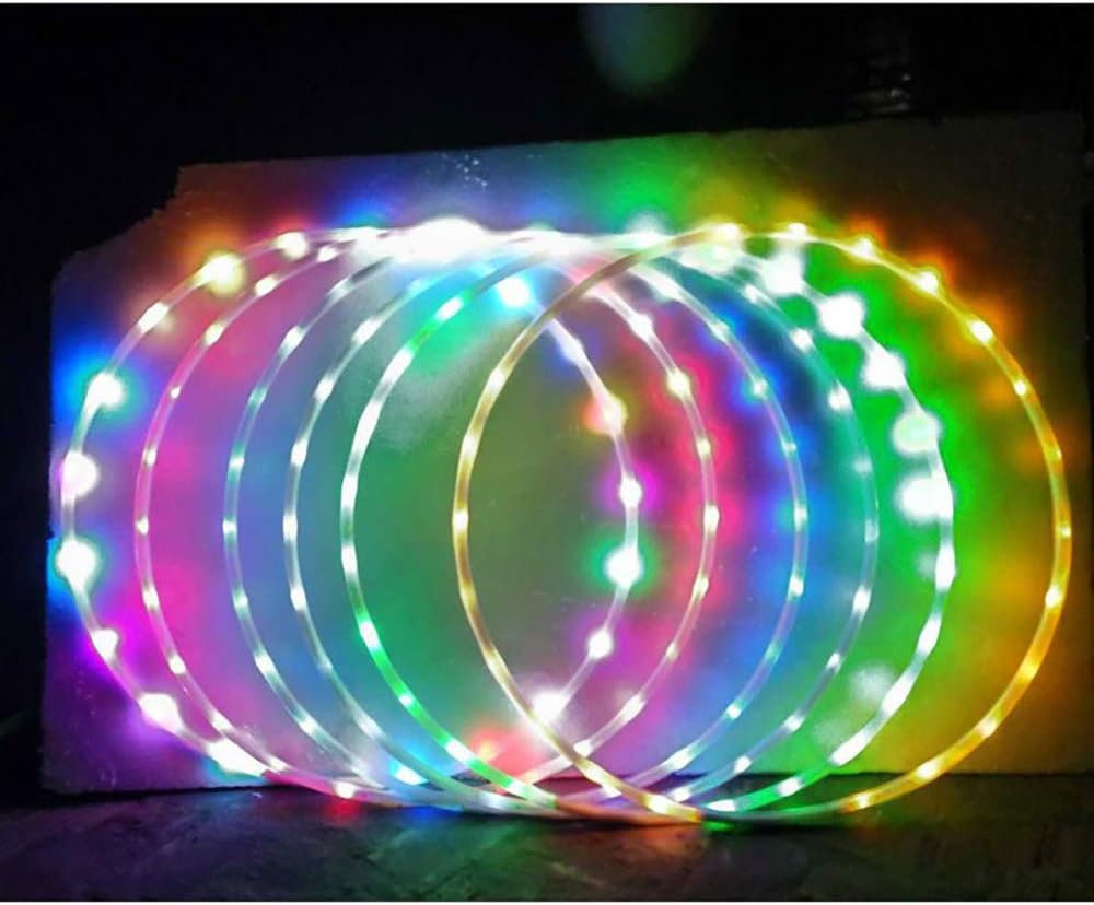 Bullpiano Hankyky LED Glow Sport Hoop for Adults Kids Multicolor Dancing Hoop Loose Weight Bodybuilding Fitness Hoops Toy Multiple Light Up Sports Hoops