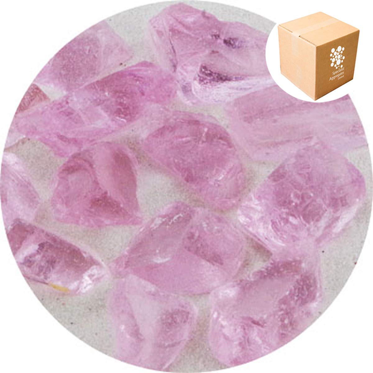 Specialist Aggregates ® - 1.7kg Enviro Glass Gravel (LARGE) - Pink - Decorative Gravel/Stones | Weddings | Events | Memorials | Photography | Home | Garden | Vases | Art | Craft | UK Manufacturer
