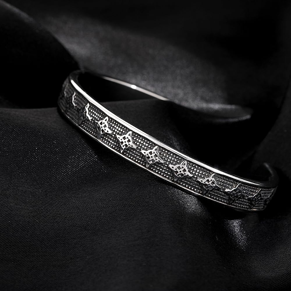 NIGHTCRUZ Witch Knot Cuff Bangle, Stainless Steel Bracelet with Magic Triquetra Trinity, Celtic Jewelry for Women - Image 5