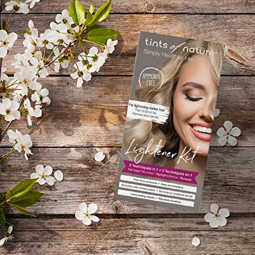 tints of nature 3 in 1 lightener kit  a natural vegan-friendly way for home hair highlights and brightening  cruelty-free semi-permanent dye