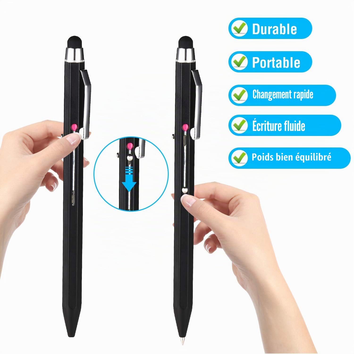 Stylet 5 en 1 et Multicolore, Multifonction Avec Coffret Cadeau en Métal, Stylo à Bille Noir, Bleu, Rouge, Vert, iPad Avec Stylet Universel Pour Écrans Tactiles