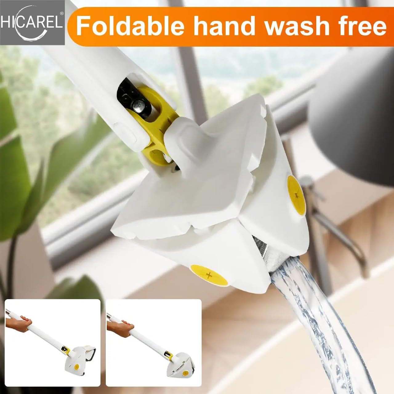 Mop bianco triangolare girevole 360 per pulire piastrelle e pareti, mocio autogocciolante in microfibra, appendiabiti, 3 panni, spazzola per guarnizioni, manuale e trucchi. Mop per soffitti e