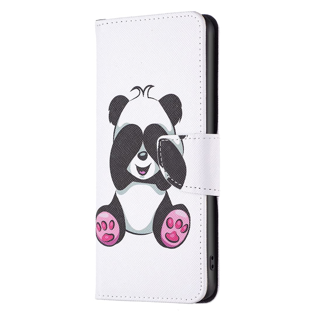 AIFILLE Cover Portafoglio Per Xiaomi Redmi Note 9 Pro | Custodia Con Design Panda Bianco, Supporto Magnetico E Slot Per Carte | Protezione Antiurto In PU E TPU