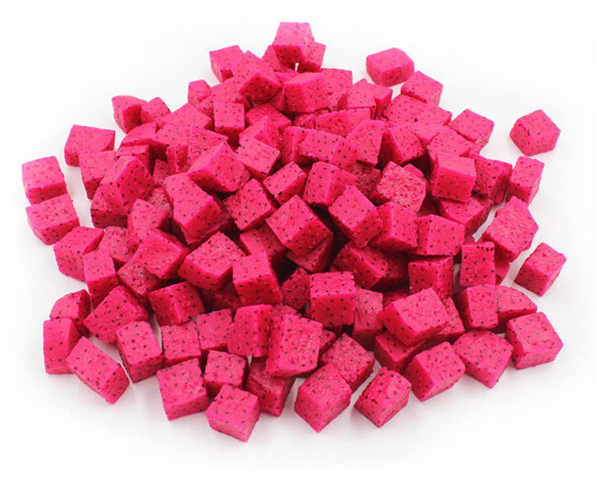 Avivilea Fake Fruit Slices Simulation Dragon Fruit Slice Artificial Pitaya Blocks for Home Table Cabinet Display Decor 10Pcs (Red)