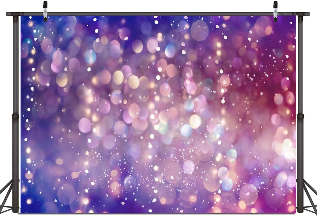 Dudaacvt 8x6FT Purple Light Spots Backdrop Dreamy Glitter Dots Halos Photography Background Girl Birthday Party Baby Shower Banner Studio Props