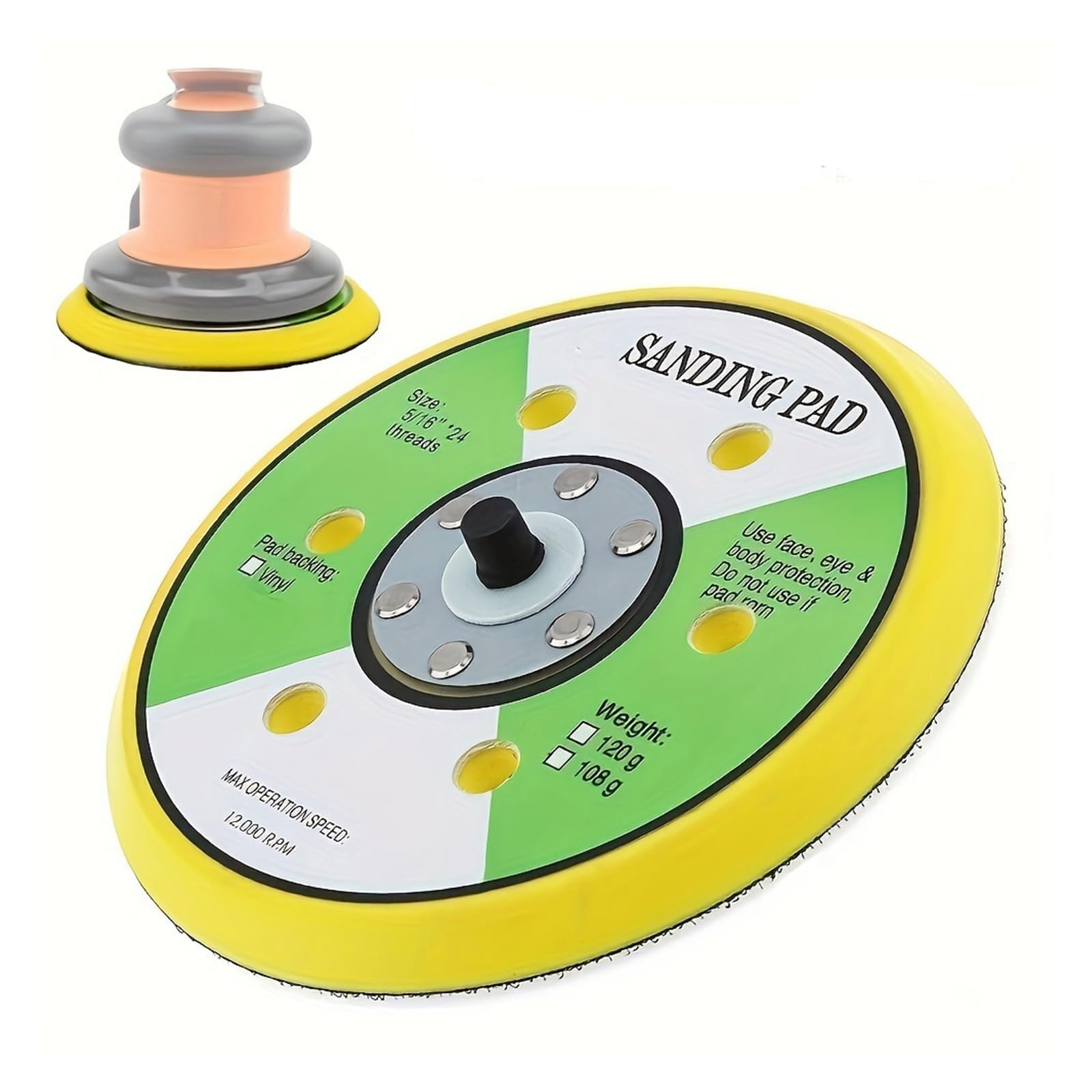 Polierscheibe für Tischschleifmaschine 5"/6" Stützteller, selbstklebender Schleifteller for Druckluftschleifer/Druckluftpolierer(5 Inch 6 Hole)