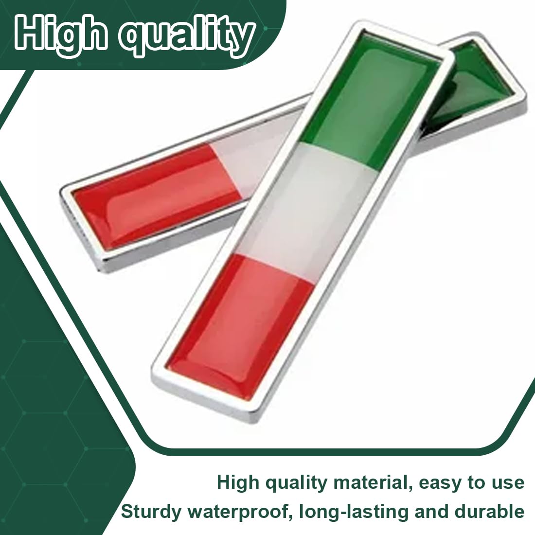 Adesivo 3D-0126 2 Adesivi Bandiera Italia 3D Cromo Per Auto Emblema In Resina - Foto 10