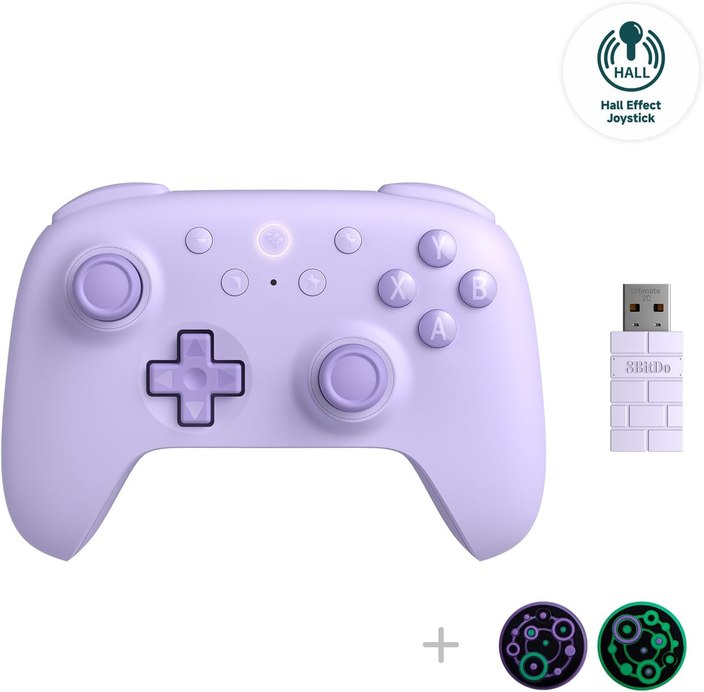 8Bitdo Ultimate 2C Wireless Controller for PC & Android - Purple | Hall Effect Joysticks & Triggers, Remappable L4/R4 Bumpers, Turbo function & Rumble vibration