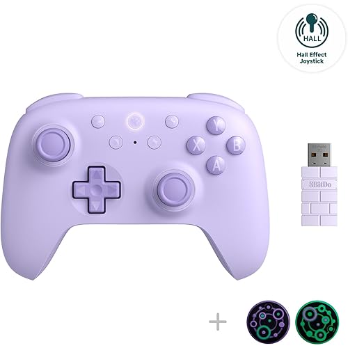 8Bitdo Ultimate 2C Hall Effect Joysticks and Hall Triggers Wireless Controller for Windows PC and Android, with Remappable L4/R4 Bumpers, Turbo function & Rumble vibration (Purple)