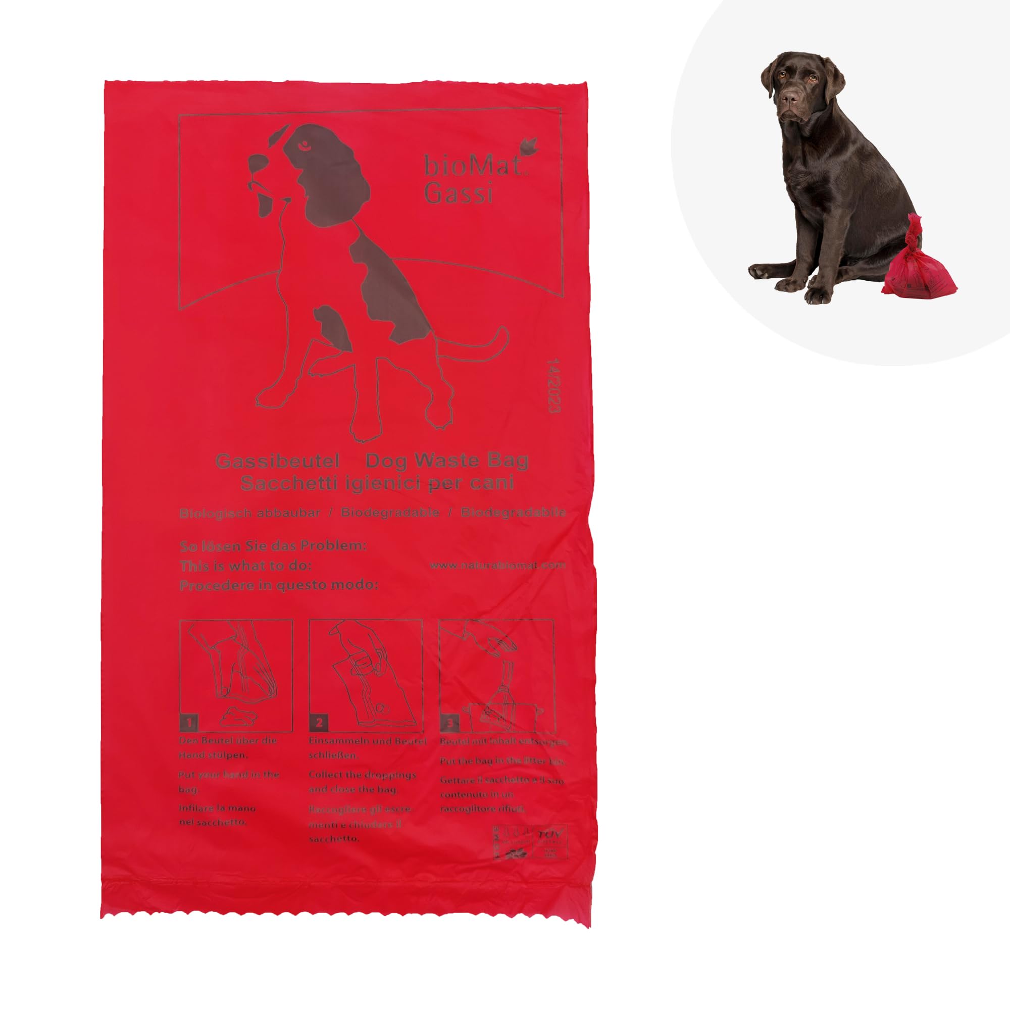 bioMat Sacchetti Compostabili per Cani, 2500 Pezzi, Rossi, Prodotti nell'Unione Europea
