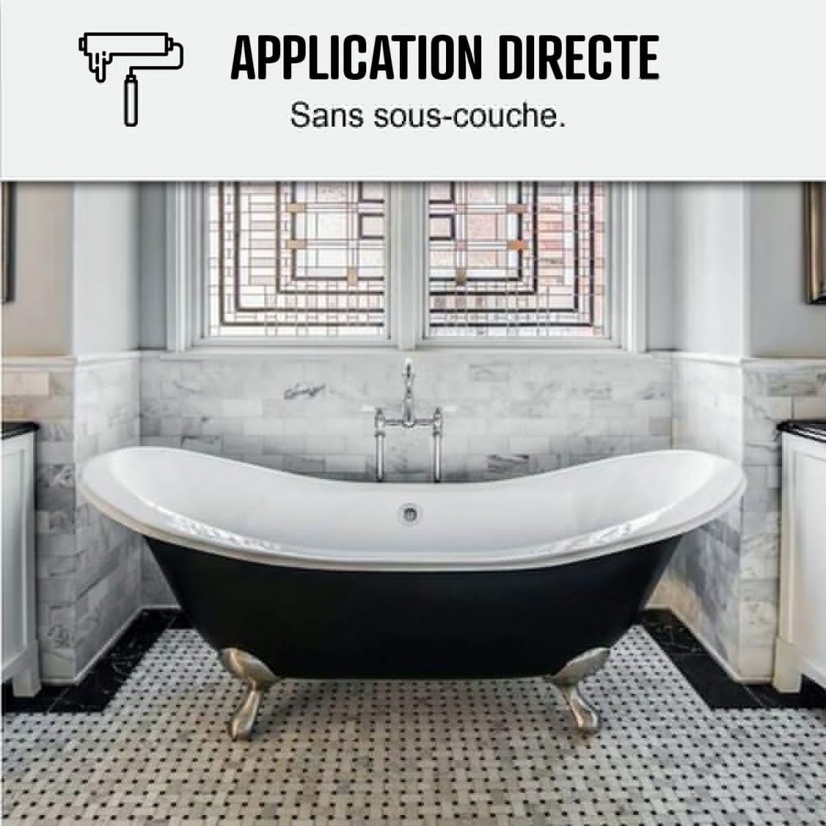 ARCANE INDUSTRIES Peinture Baignoire Lavabo Bac à douche : Résine Salle de Bain pour Baignoire émail, acrylique et fonte - 1 kg (jusqu'à 3 m² en 2 couches) Gris Argent - RAL 7001