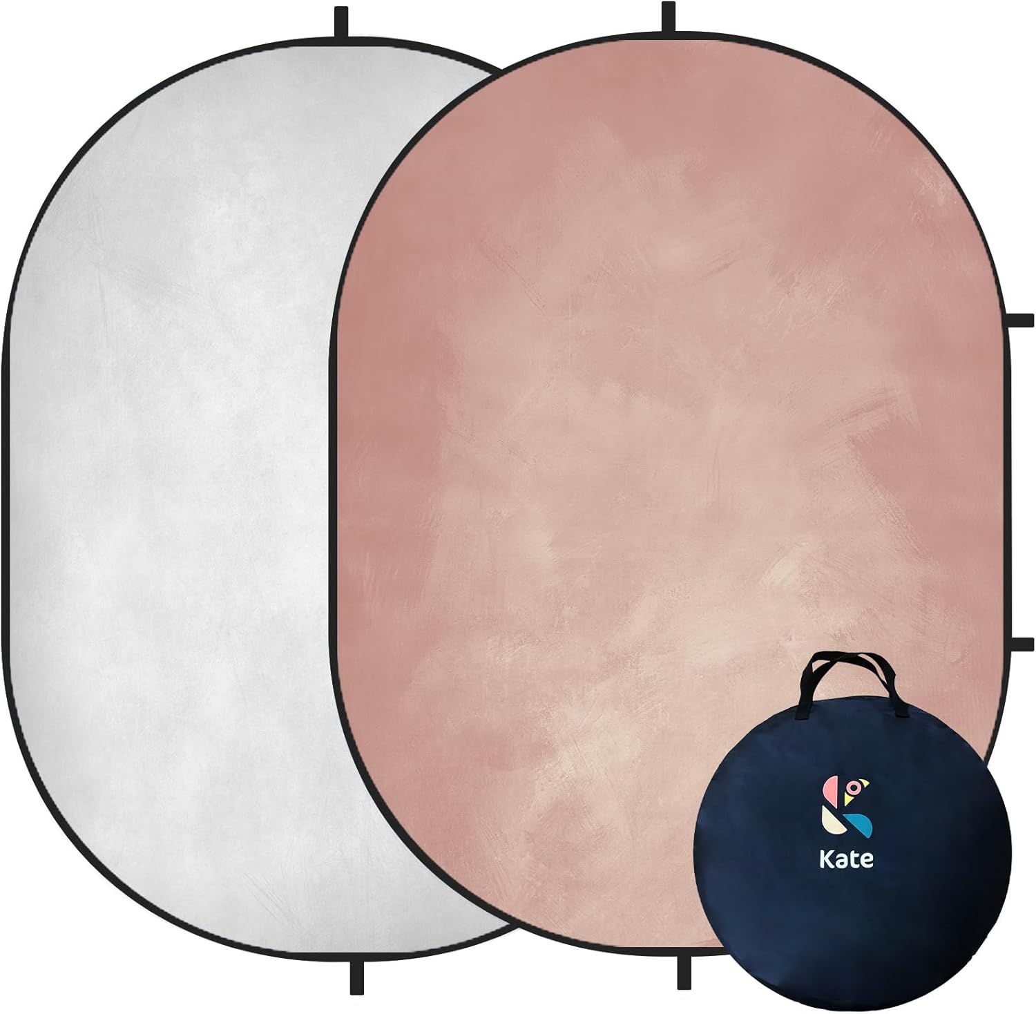 Kate 5x6.5ft(1.5x2m) Collapsible Backdrop Pink Textured Double-Sided Backgrounds Light Grey Backdrop Twist Flex Collapsable Photography Backdrop