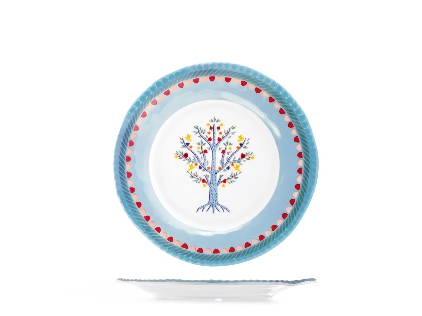 H&H Set of 6 Gipsy Fruit Plates Ø22 cm - Decorated Melamine Plates, Durable and Lightweight, Dishwasher Safe, Max 70 °C - Ideal for Fruits, Desserts, Appetizers and Daily Use