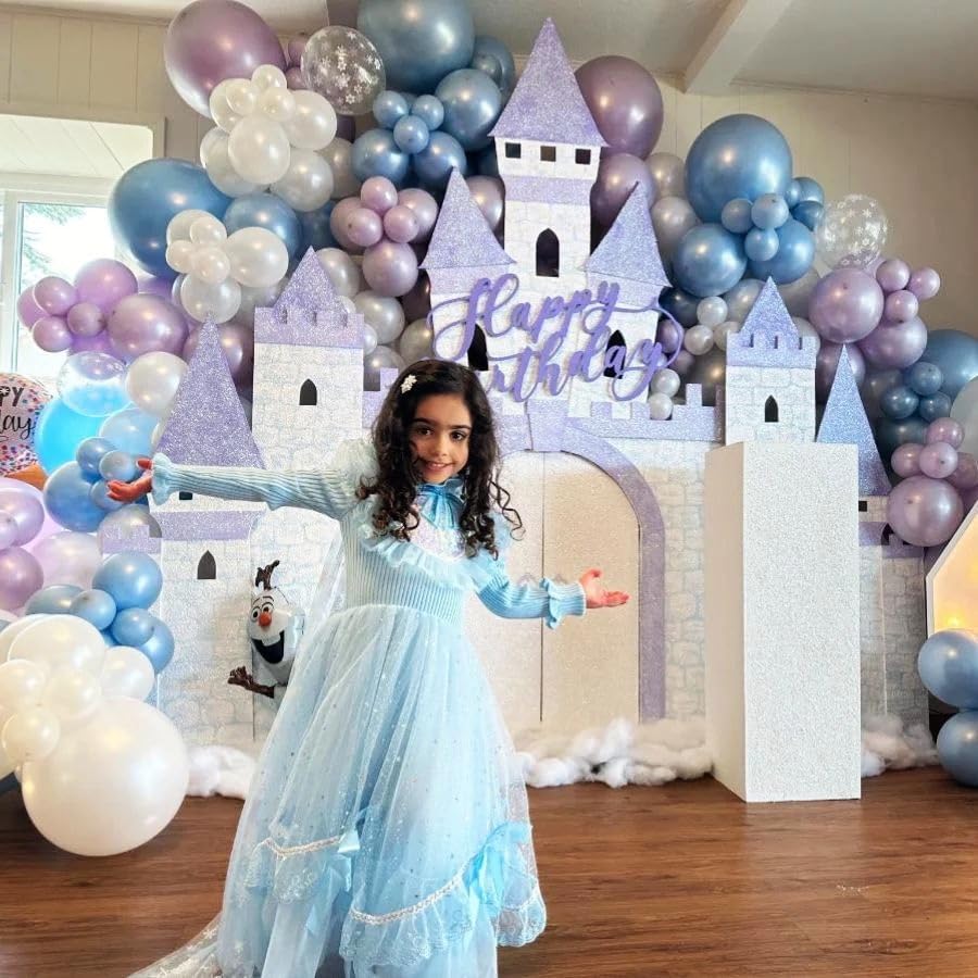 Miniatura 6 de Globo de copo de nieve de invierno, 55 unidades de 12 pulgadas de color azul perla metálico morado y plateado con globos de confeti para hielo