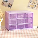 Desk Organizers Box with 9 Compartments – Plastic Desktop Drawer Storage Box, Storing Organizer for Hardware, Beads, Makeup, Office, and Craft Storagew(Purple)
