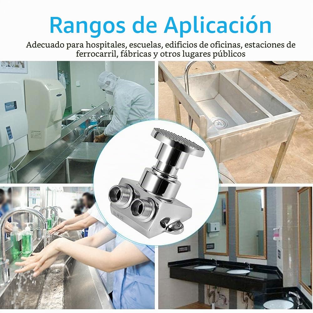 Válvula de Pedal de Pie de Fregadero, Interruptor de Pedal de Grifo de Agua Sin Contacto de Piso de Cobre Cromado G1/2In, para Estaciones, Hospitales, Escuelas Y Fábricas
