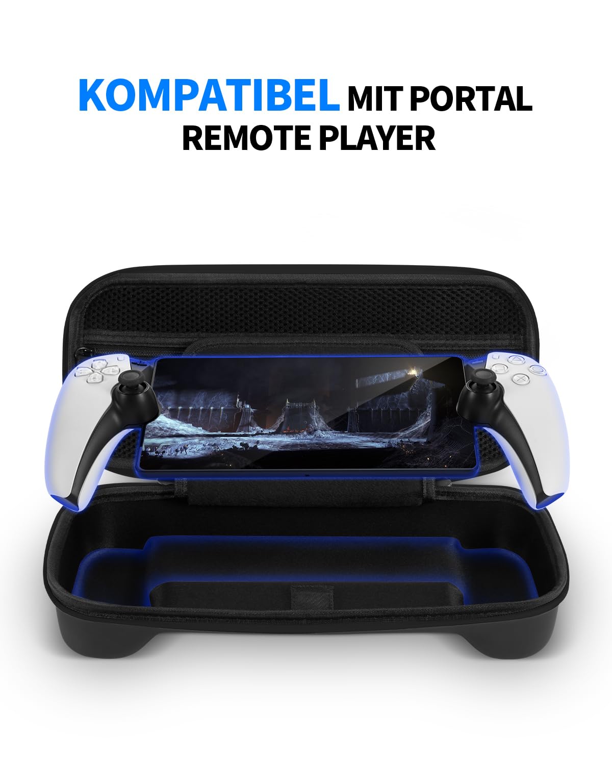PALPOW Zubehör für PlayStation Portal Tasche Kompatibel mit PS Portal Zubehör Set, Tasche Case Hülle für PS5 Portal with Silikon Schutzhülle, Displayschutz mit 4 Joystick Kappen - Schwarz