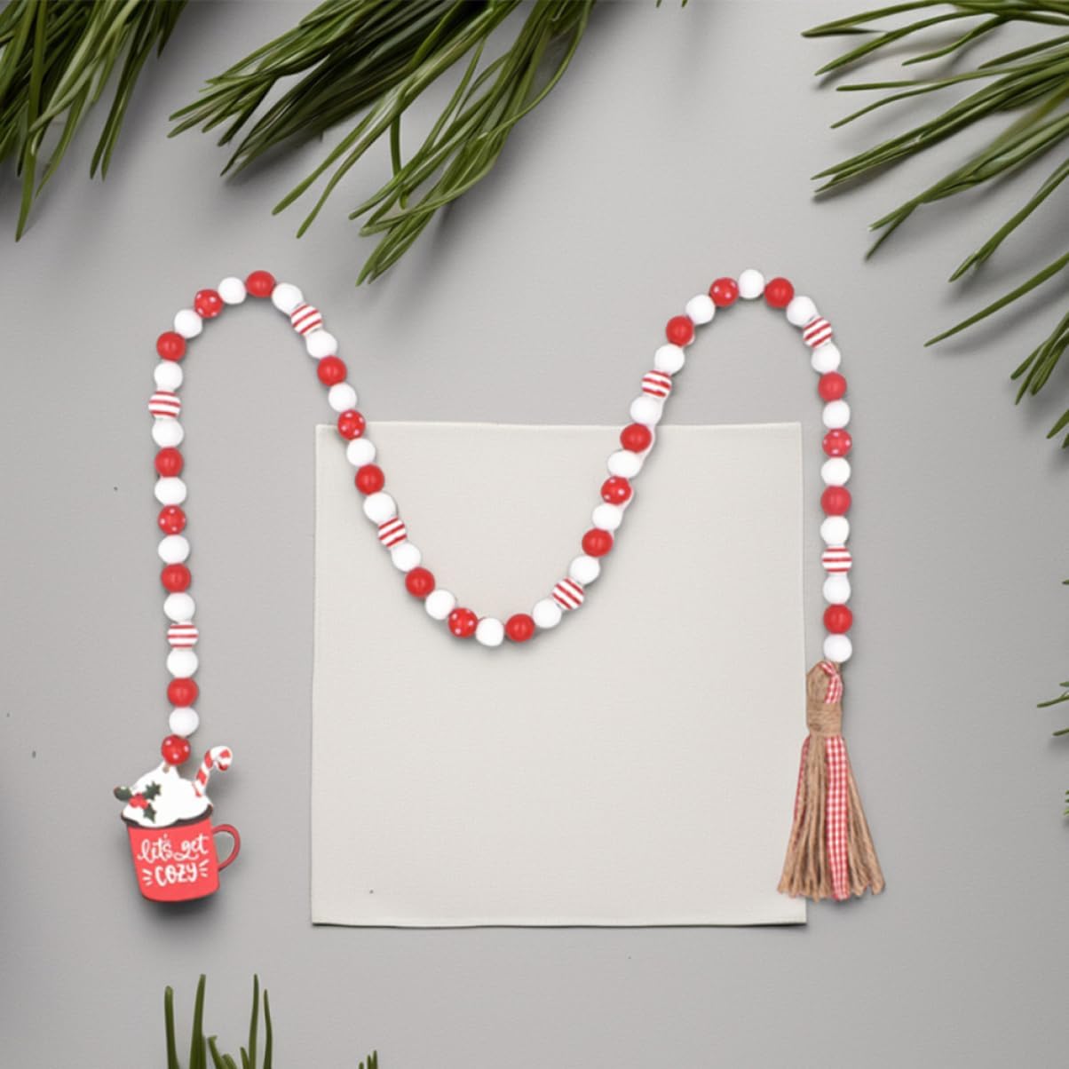 2pcs Colorful Wooden Bead Garland with Tassels Decorative Beaded String for Holiday Celebrations Rustic Home Decor DIY Tassel Pendant for Festive Parties and Events