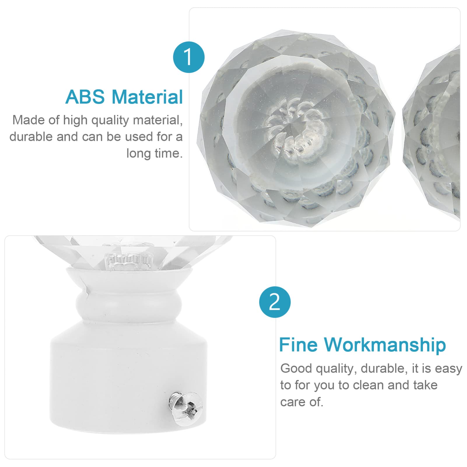 Gatuida Embouts Décoratifs et Cristal Blanc Lot de 2 Pièces pour Tringle à Rideaux en Fer Design Élégant pour Décoration de Fenêtre et Chambre à Coucher
