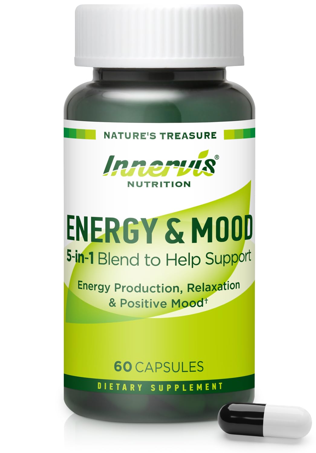 Energy & Mood Supplement &ETH; Boost Energy & Reduce Fatigue, Support Relaxation &ETH; 60 Capsules &ETH; Non-GMO, 3rd Party Tested &ETH; Innervis Nutrition