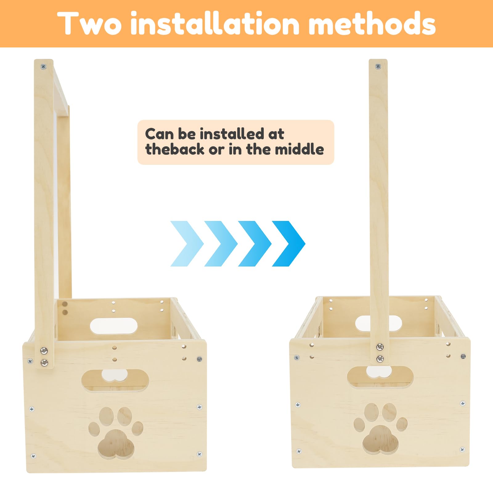 Panier cadeau pour bébé avec poignée - Boîte en bois - Cadeau pour bébé - Boîte de rangement - Porte-vêtements et boîte de rangement pour nouveaux parents - Cadeaux de grossesse