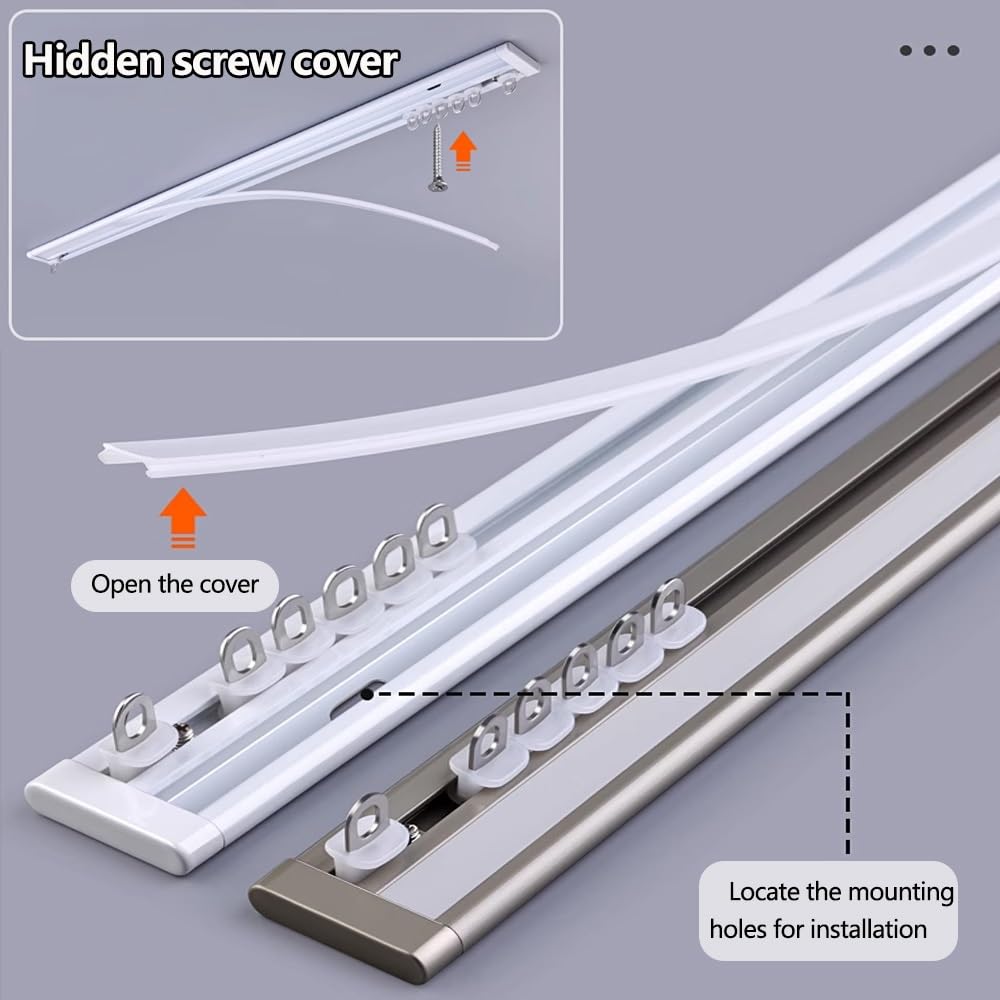 Ultracienka szyna do zasłon – aluminiowy drążek przesuwny 390 cm do sypialni i salonu, niewidoczny design, bezszwowa ścianka działowa, idealne rozwiązanie dla prywatności