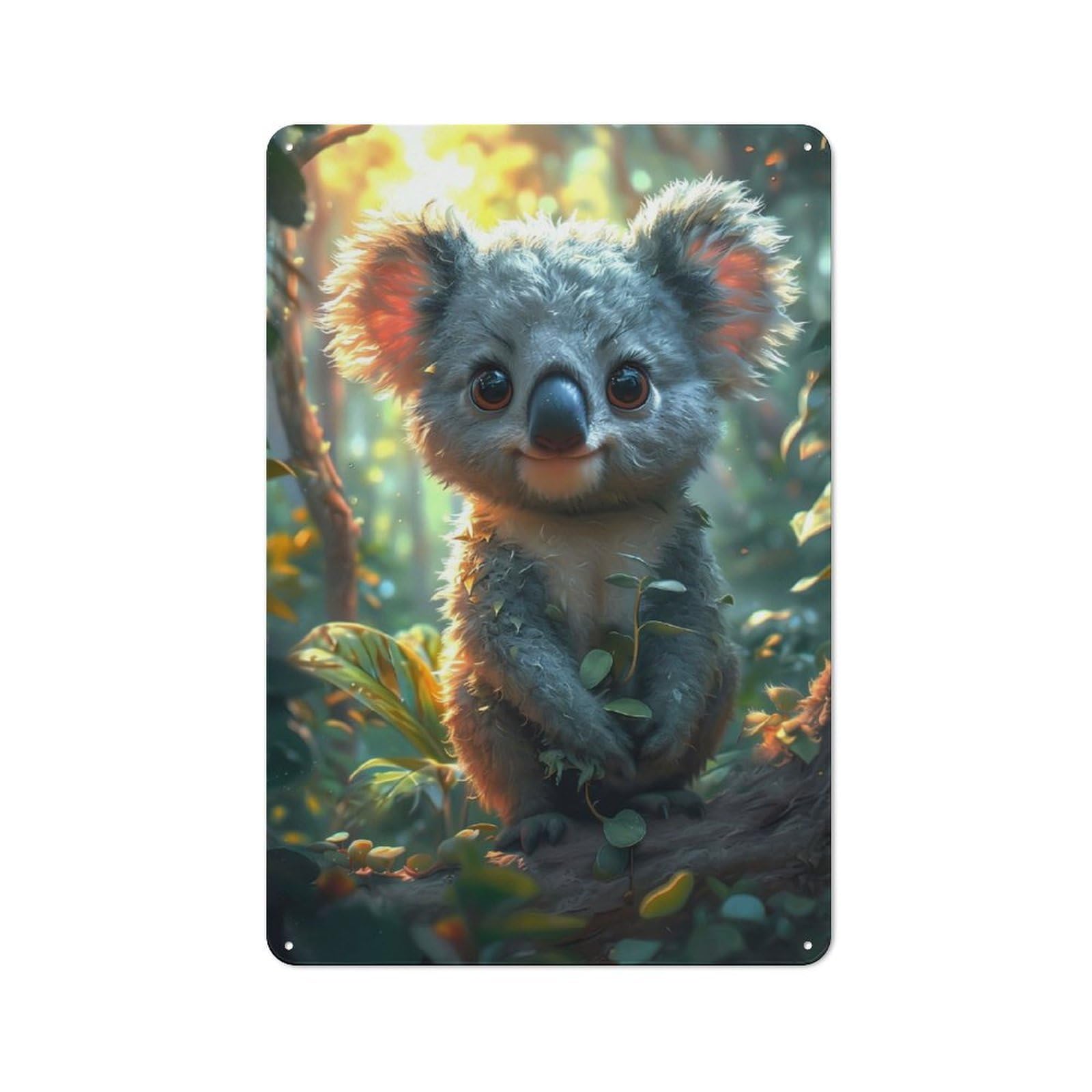 Cute Cartoon Koala Rustic Metal Sign 30x20cm for Hobby Room Or Studio, Suited to Hobby Room Decor Fans